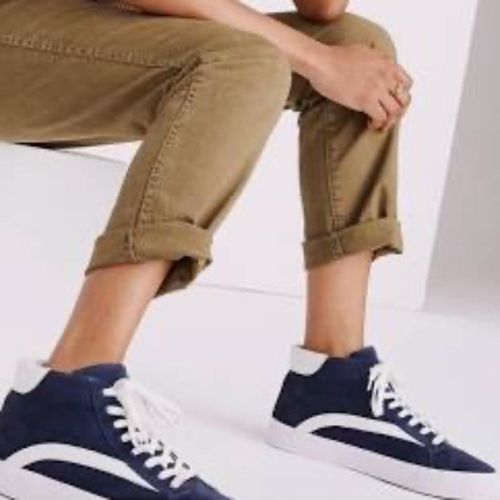 Madewell Sidewalk Unisex High-Top‎ Sneakers Navy and White Suede Sz 11 M/12.5 W